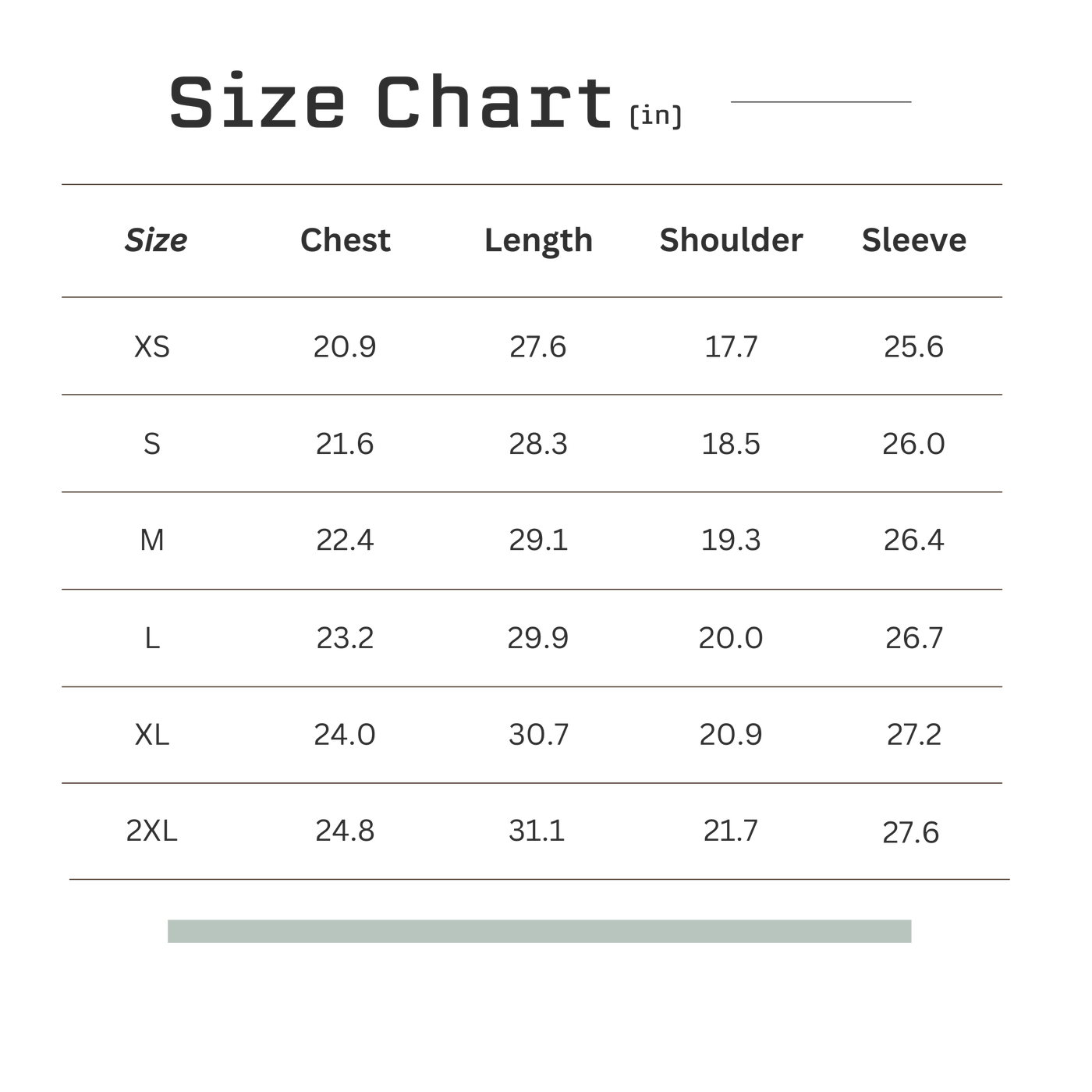 Size chart